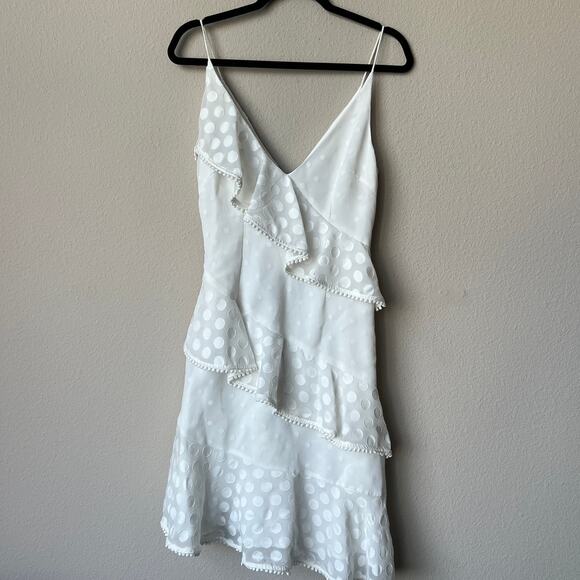 Keepsake See You Now Polka Dot Ruffle Dress in White Size S - Picture 2 of 5